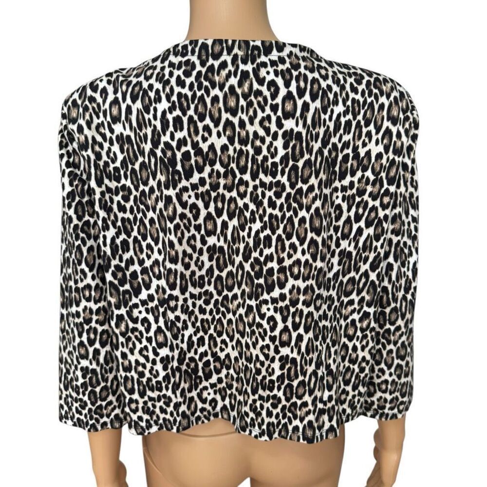 Philosophy Leopard Print Open-Front Cropped Blaze… - image 3